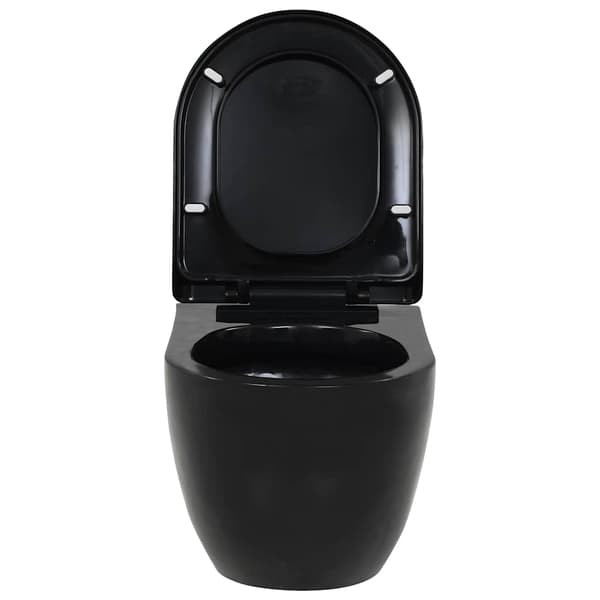vidaXL væghængt toilet, keramik, sort