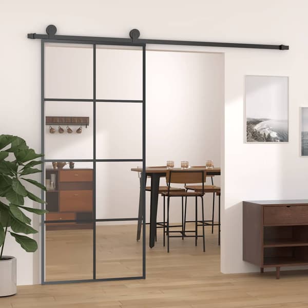 vidaXL skydedøre sort 90x205 cm ESG-glas og aluminium