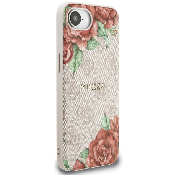 Guess 4G Blomsterprint MagSafe-cover til iPhone 16e i lyserødt