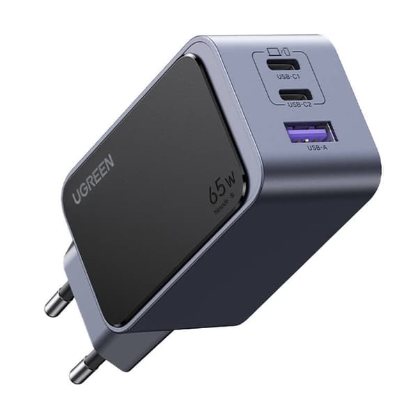 Ugreen Nexode Air 65W Väggladdare, USB + 2x USB-C (Grå)