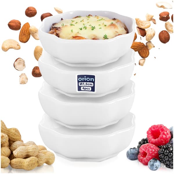 Porcelænsskåle til snacks 7,5 cm, 50 ml, 4 stk.