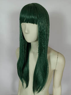 Grön peruk med rak lugg Tsuyu Asui cosplay