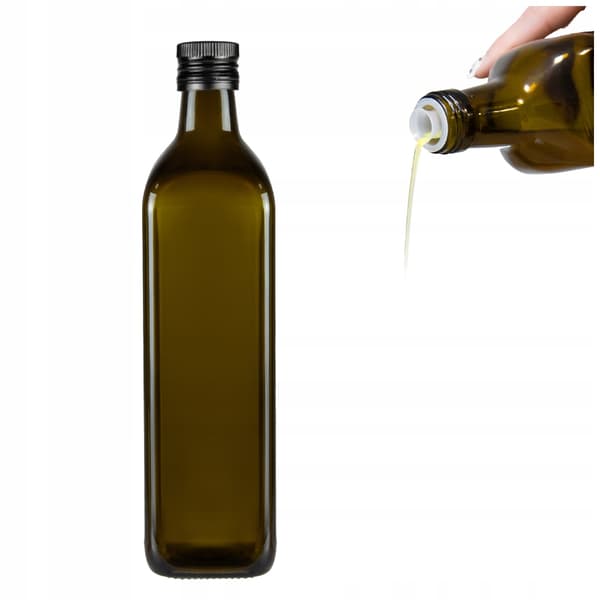 10 kpl MARASCA SQUARE OLIVE 750 ml pulloja oliiviöljypulloille annostelijalla