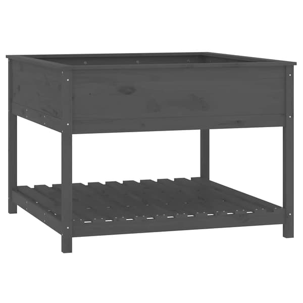 vidaXL Kruka med hyllplan grå 111,5x111,5x81 cm massiv furu