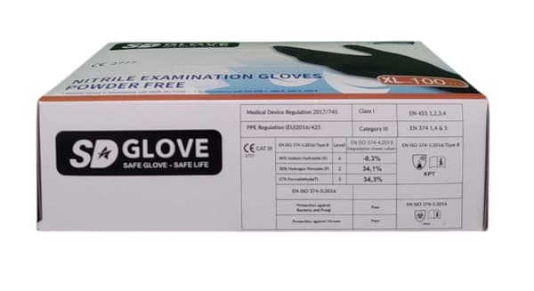 Nitril sorte XL Handsker SD GLOVE - pulverfri beskyttende 100 stk