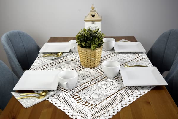 Spets Kvadratisk Duk Vit 85x85 Vit Virkad KVADRATISK BOHO