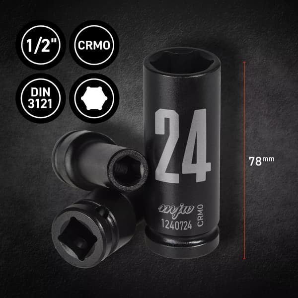 MJW Krafthylsa 1/2"" lång 6-kant 24 mm