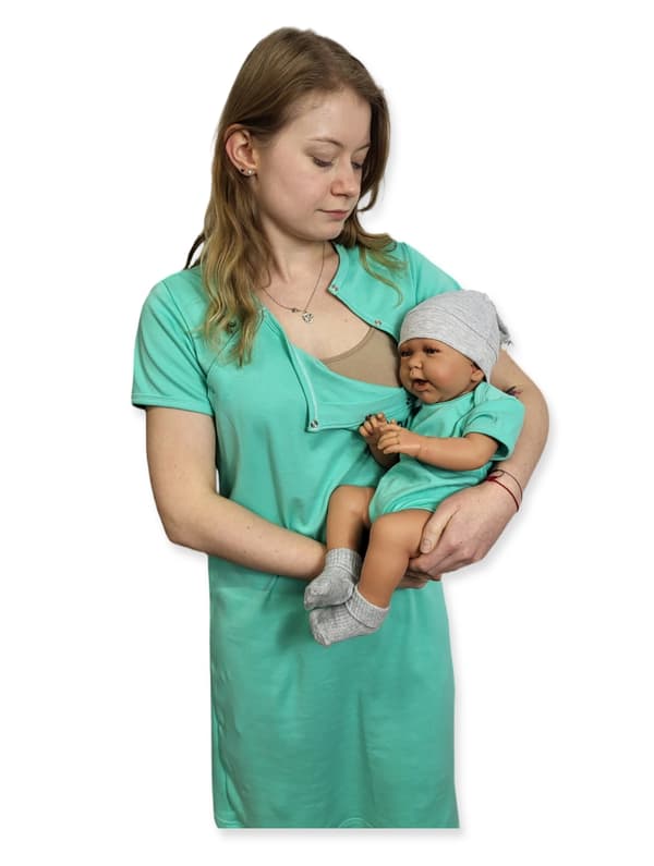 Natammebluse kort ærme knappet str S plus body 62 mynte