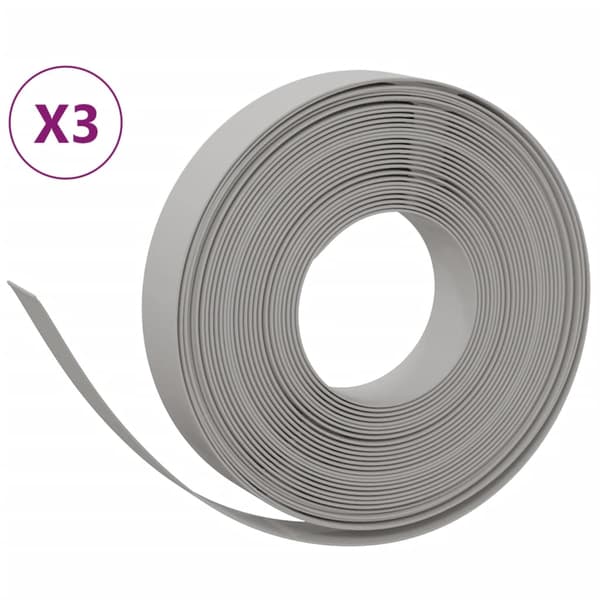 vidaXL havekant, 3 stk., grå, 10 m, 10 cm, PE