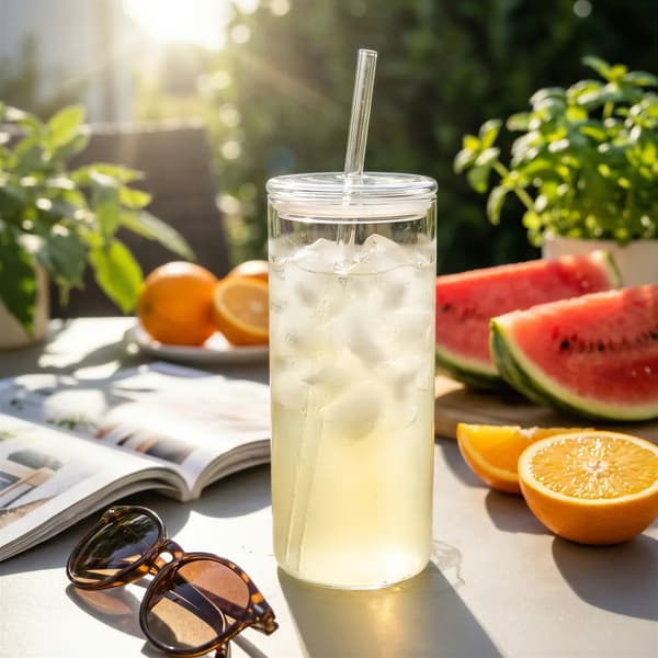 MUGG GLASFLASKA MED STRÅ 600 ml TRANSPARENT GLASLOCK