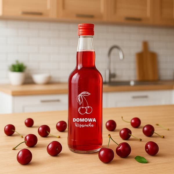 10 x Monopoly-pullo 500 ml kirsikkavodkapainatuksella Lasipullot vodkalle