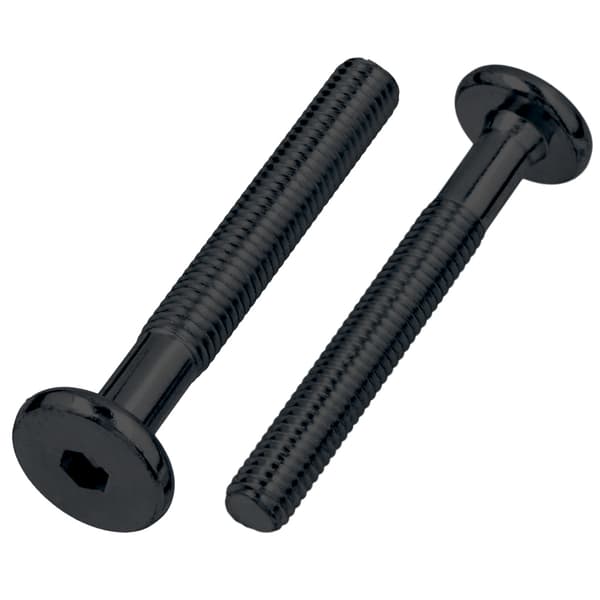 Møbelskrue med fladhoved, sort, M6x55, galvaniseret stål, 50 stk.