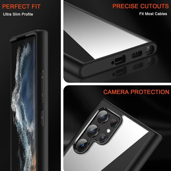 ETUI TIL SAMSUNG GALAXY S22 ULTRA 5G TRANSPARENT RAMME SORT