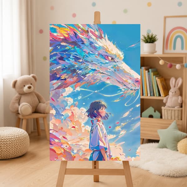 Spirited Away maling efter tal med ramme 50x70 cm