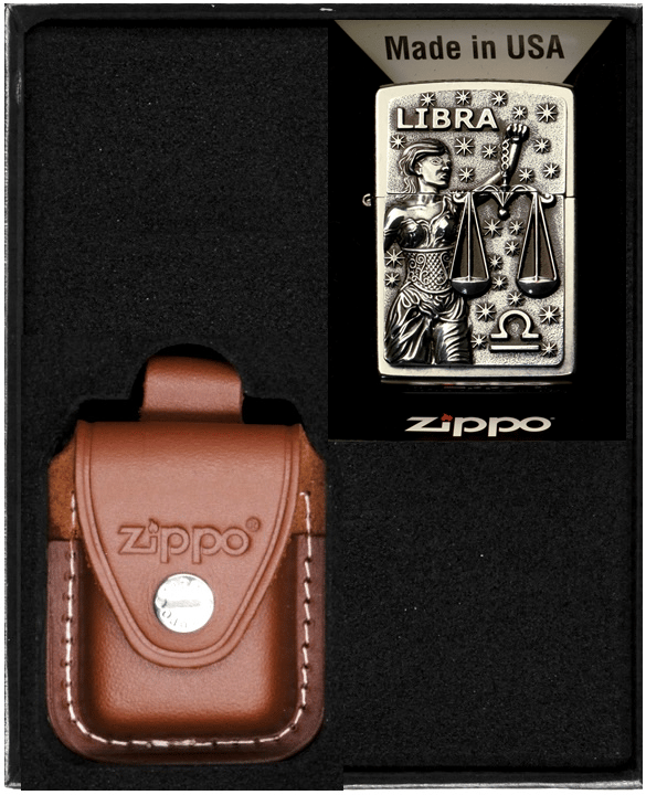 Sæt Zippo lighter stjernetegn vægten gave nr. 2