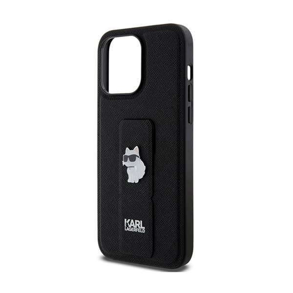 Karl Lagerfeld Gripstand Saffiano Choupette Pins - iPhone 13 Pro Max cover (sort)