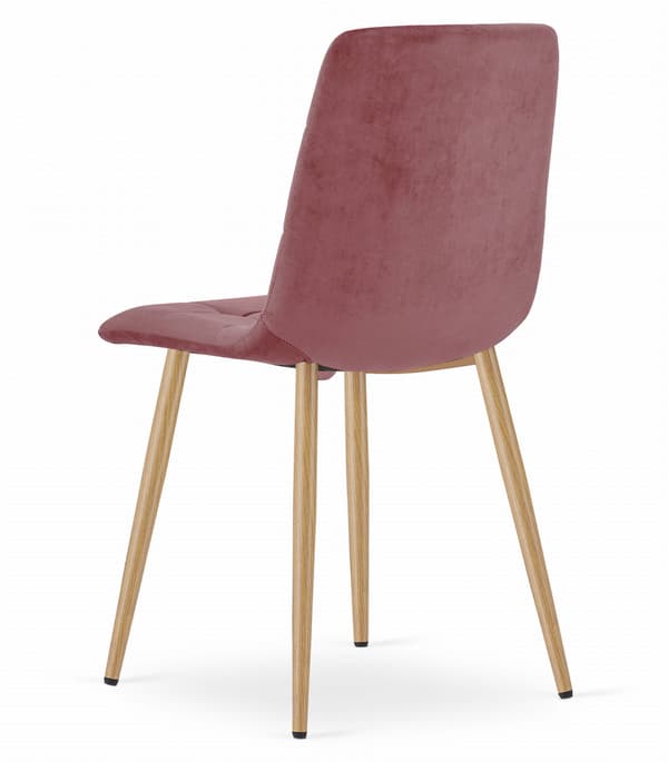 KARA stol - rosa sammet / träfärgade ben x 1