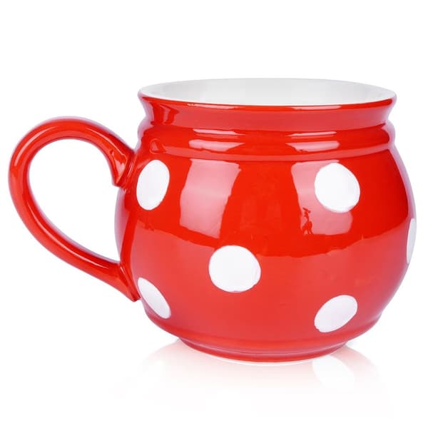 Röd keramisk mugg med prickar 950 ml