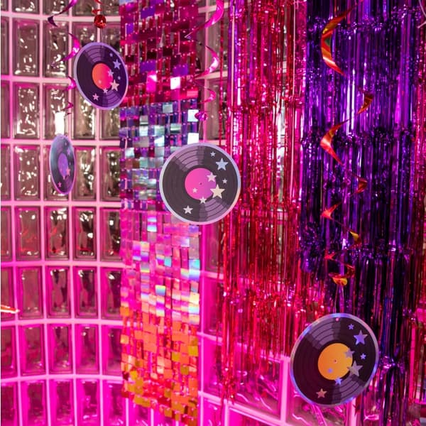 Dekorative Retro Disco 80'er Festvinylplader 85cm 6 stk.