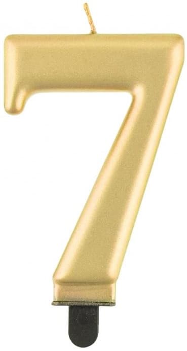 Lys Nummer 7 SYV Metallisk GULD 8cm