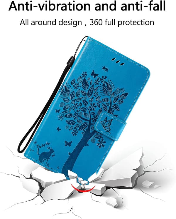 APPLE IPHONE 13 PRO FLAPSKAL BLÅTT TRÄD + 2x HÄRDAT GLAS