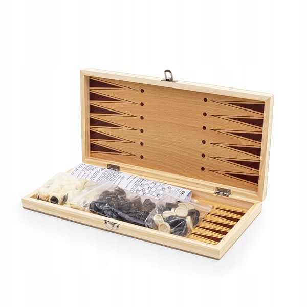 Skakspil, dam, backgammon, 3 i 1, træ, magnetisk, Be-active.pl