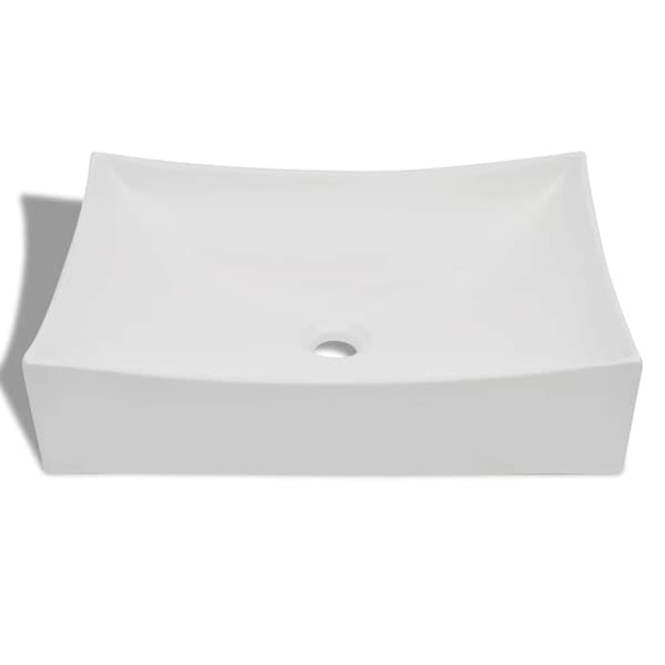 Badeværelsesvask, hvid porcelæn, usædvanlig form