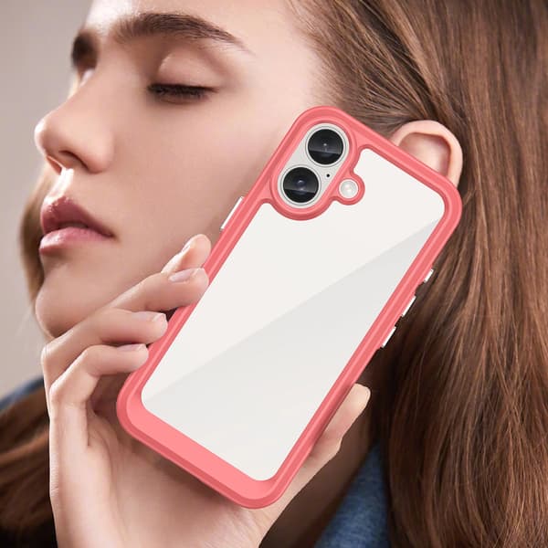 Outer Space-cover med gelramme til iPhone 16 Plus - Rød