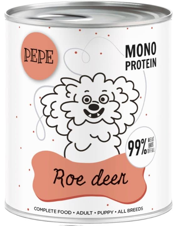 Pet Paka | Pepe | Vådfoder til hunde - 800g dåse - Rådyr | Sarna 800g