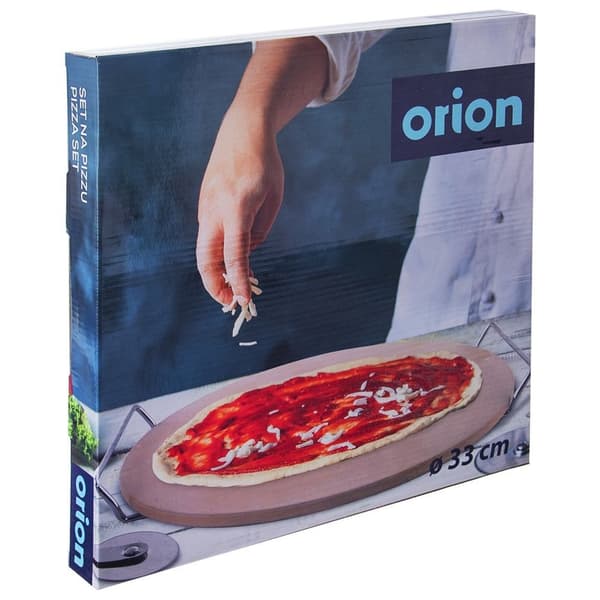 Pizzasten i eldfast lera med stativ och kniv 3 delar