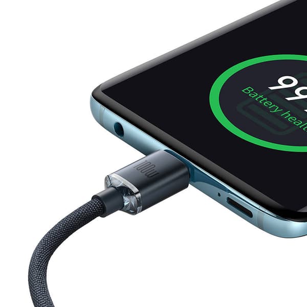 Baseus Crystal Shine USB-C till USB-C-kabel, 100W, 2m (svart)