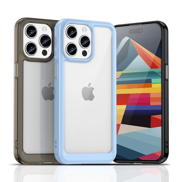 Förstärkt skal med flexibel ram för iPhone 15 Pro Outer Space – Svart