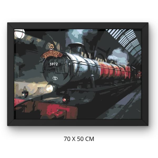 Måla efter siffror-tavel med ram Express Hogwarts på natten 70x50 cm