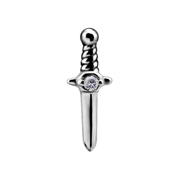 Insticksmutter - dolk med vit zirkon - CoCr NF - silver - PI-012