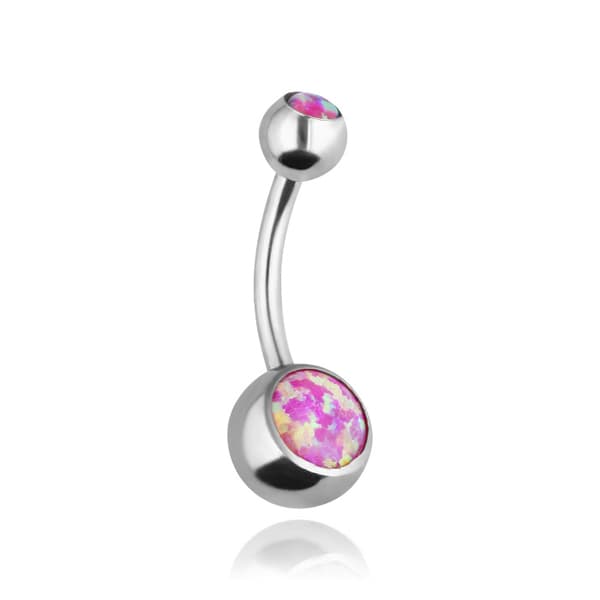 Skimrande rosa navelring - silver - KP-016 1.6/10