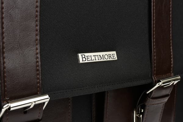 Beltimore luksus herremappe, stor laptoptaske, sort og brun, I36