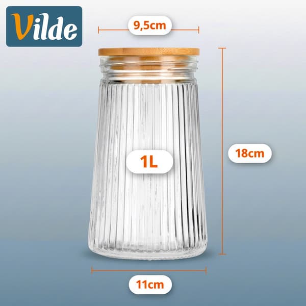 Glasburkar med lock och tätning 1,4 l / 1 l / 700 ml 3-pack