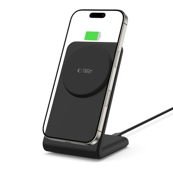 TECH-PROTECT QI15W-A38 MAGNETISK MAGSAFE TRÅDLØS OPLADDER SORT