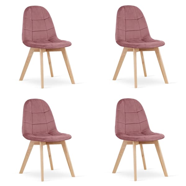 BORA stol - mørkerosa velour x 4