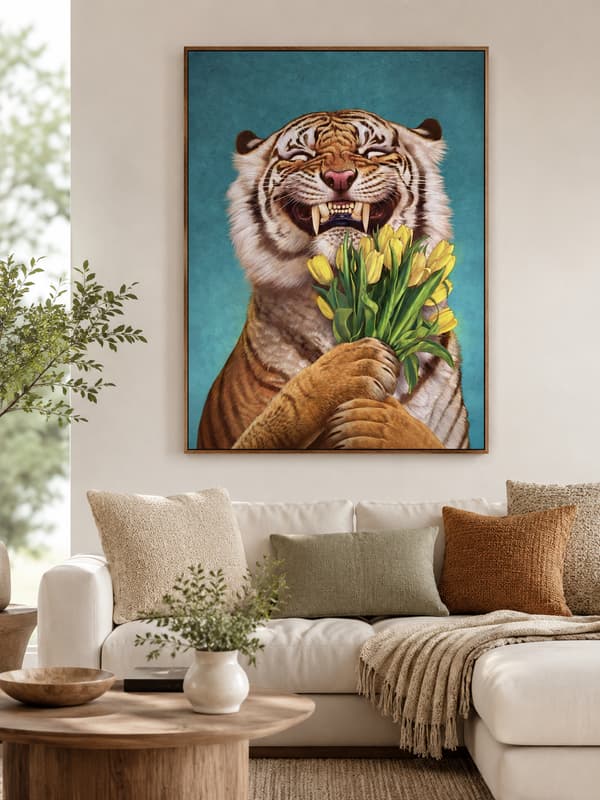 Målning med siffror med ram tiger med blommor 40x50 cm