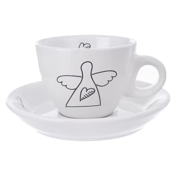 espressokop med underkop keramisk hvid 90 ml 2 stk.