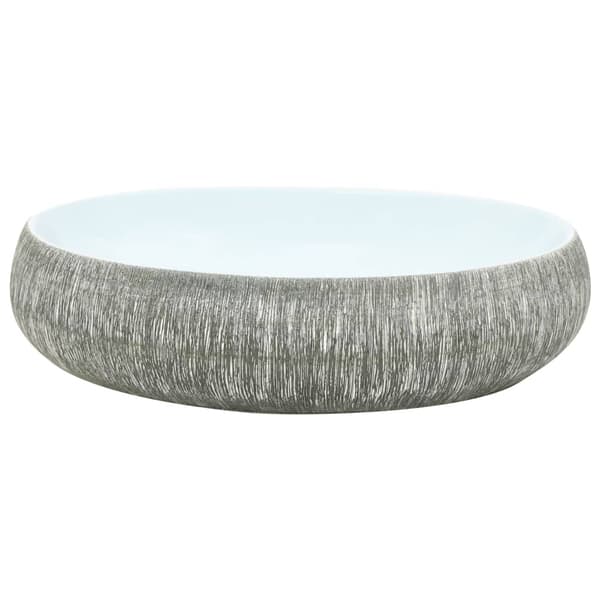 vidaXL bordvask, grå og blå, oval, 59x40x15 cm