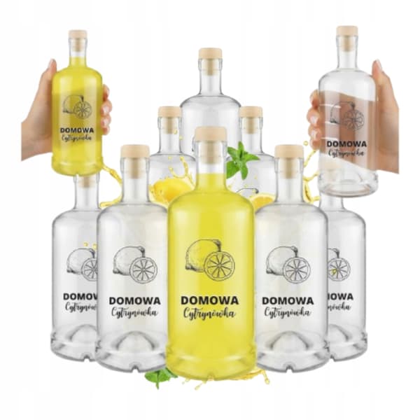 10x TADEK-FLASKOR 500ml MED TRYCK CITRON, GRÖNSAKSGÅVA, BRÖLLOPSLIÖRJUICE, 10 ST.