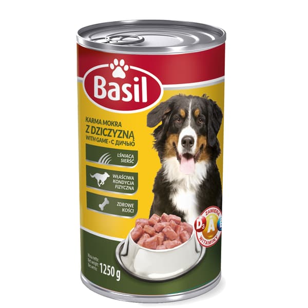 BASIL vådfoder til hunde med vildt, dåse 1250 g