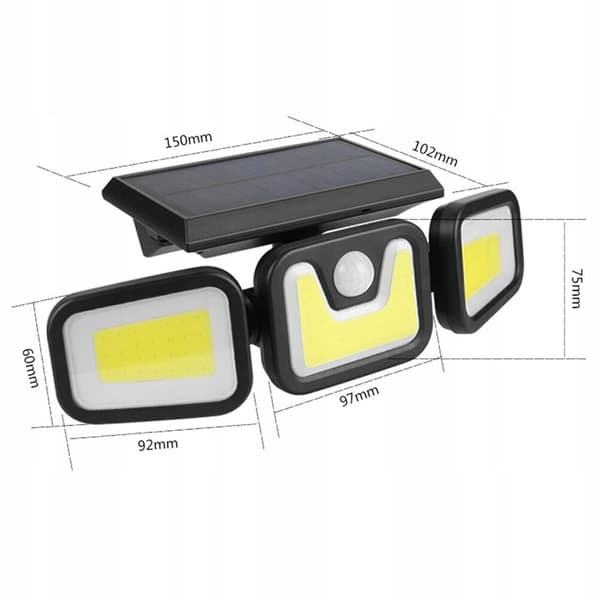Solcellsdriven LED-gatulampa med rörelse- och skymningssensor