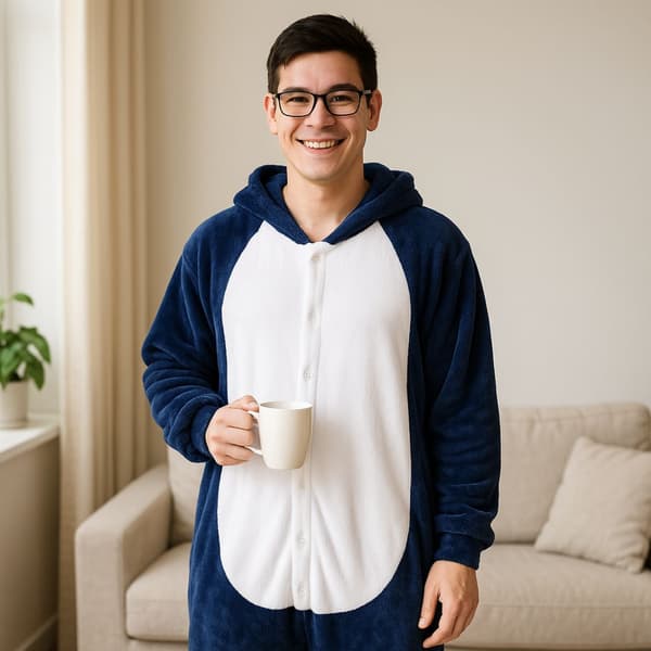 Kigurumi Pyjamas Kostume Blå Haj M: 155-165cm