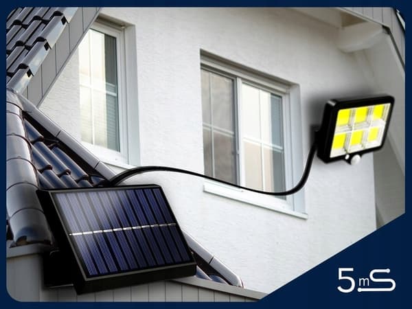 Aurinkokäyttöinen lamppu 120 COB LEDiä, 5 m LS2-kaapeli