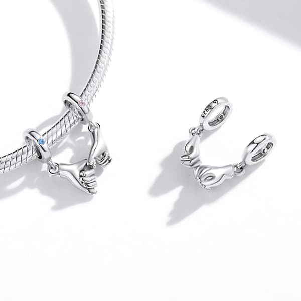 Förälskande händer i silver berlock hänge pärlor silver 925