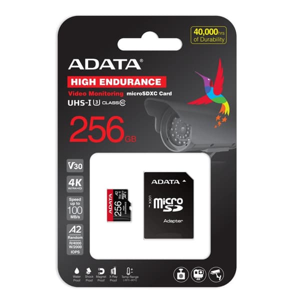 ADATA MicroSDXC 256 GB Klass 10 UHS-I/U3 A2 V30 Minneskort