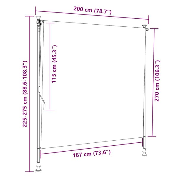 vidaXL Rullgardin, 200x270 cm, Creme